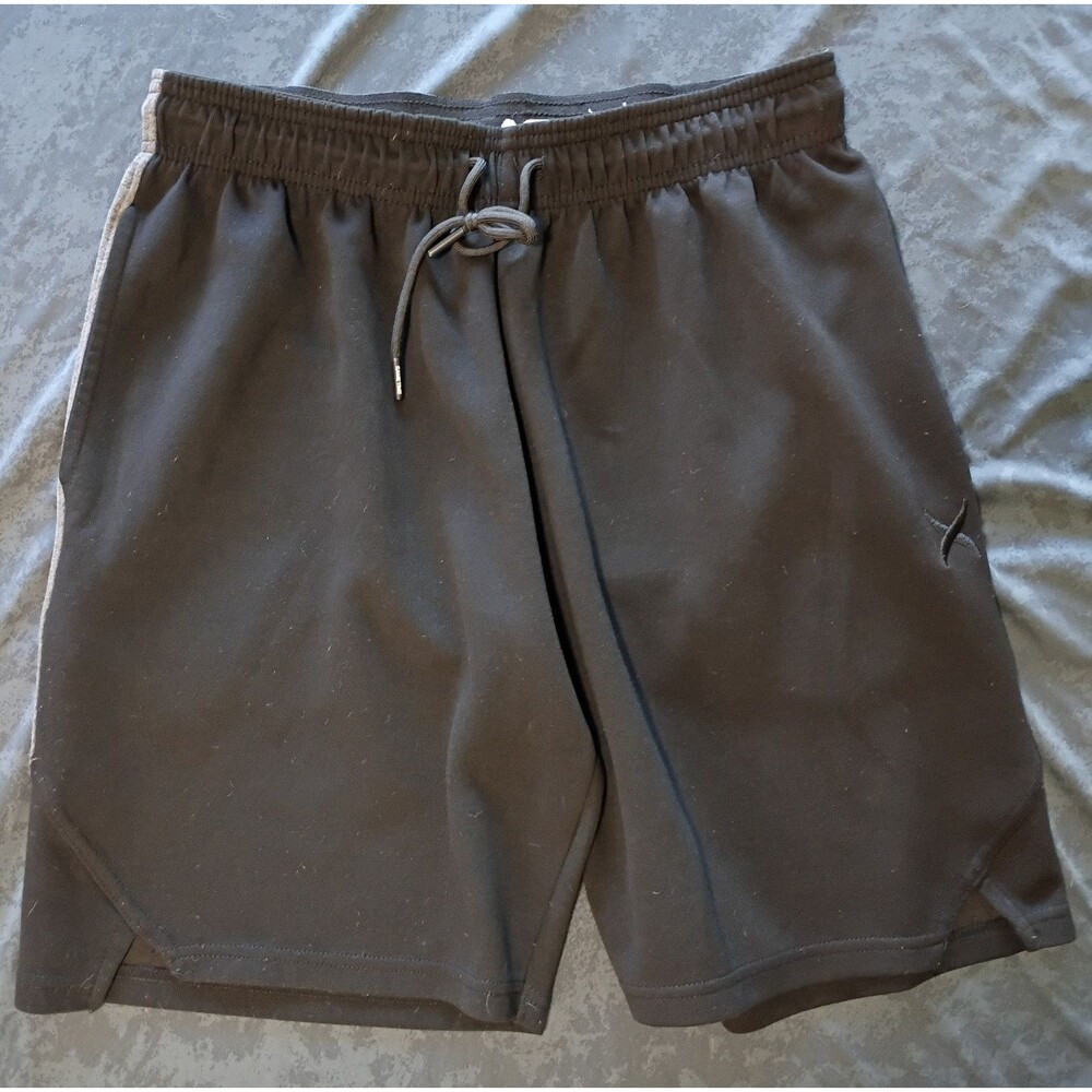 Game Time Men's Gym & Training Athletic Shorts Black & Gray Drawstring Pockets M
